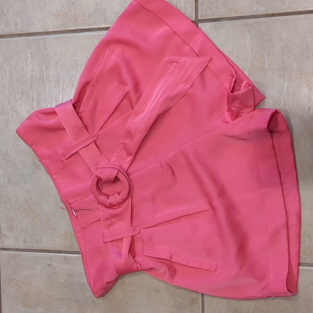 Voy Hot Pink High Waisted Satin Dress Shorts Size Small